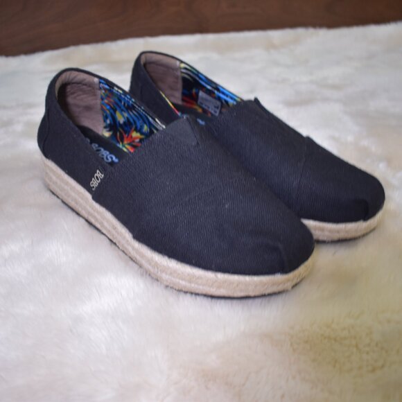 Bob’s from Skechers High Jinx Espadrilles Slip-On Platform Sneakers Size 8.5 Bla - Picture 4 of 13